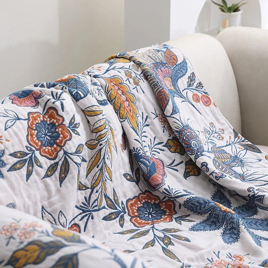 Lightweight Floral Throw with Fringe for Sofa or Bedroom - view 2