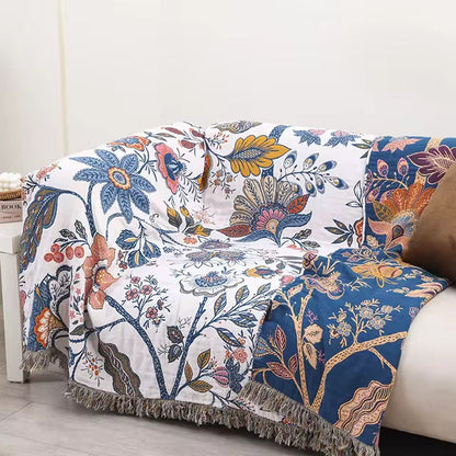 Lightweight Floral Throw with Fringe for Sofa or Bedroom - view 3