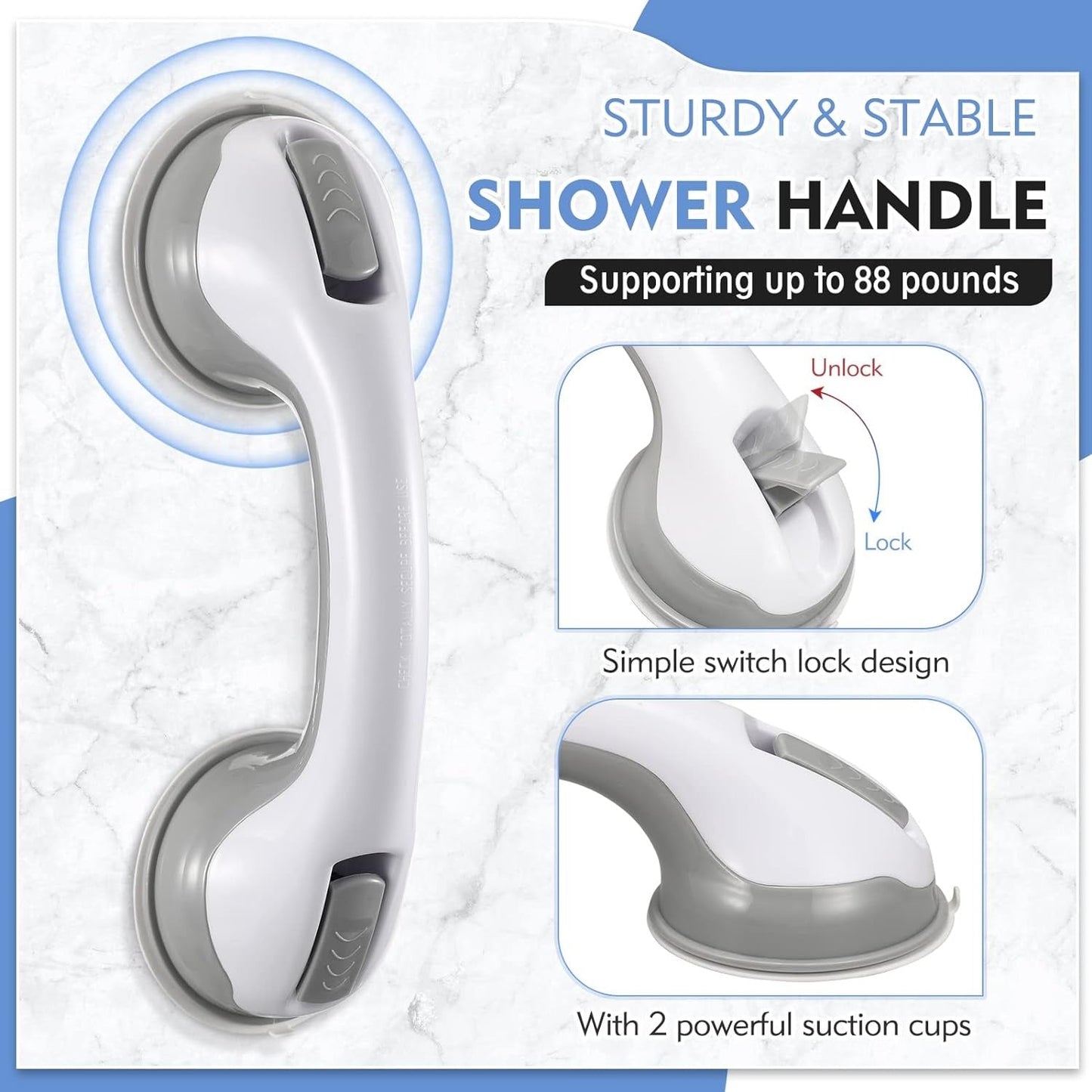 Sugestang White Bathroom Safety Support - No Drilling Required - view 5
