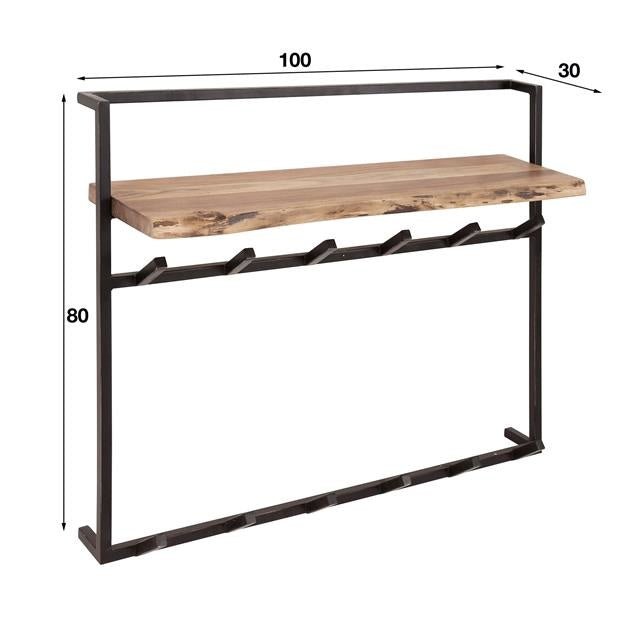 Industrial Wall Jacket – Solid Acacia Wood with Black Metal Hooks for Entrance or Living Room – view 6