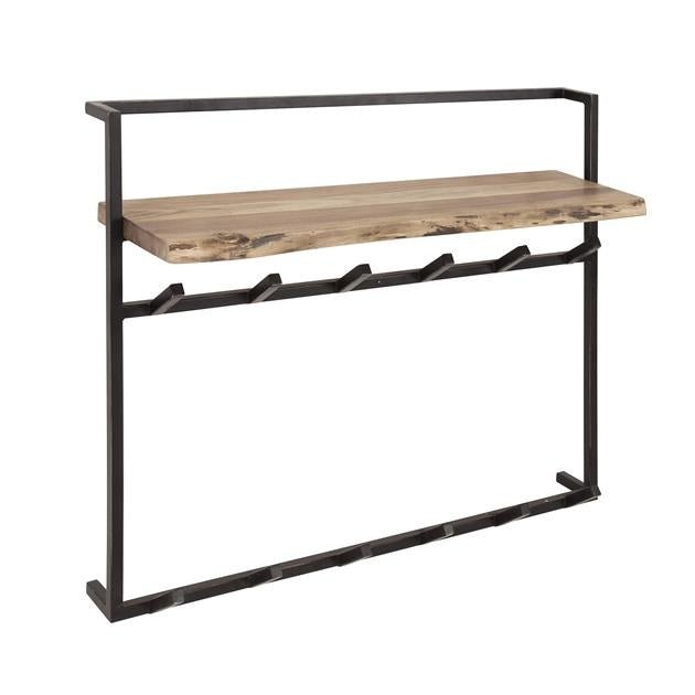 Industrial Wall Jacket – Solid Acacia Wood with Black Metal Hooks for Entrance or Living Room – view 7