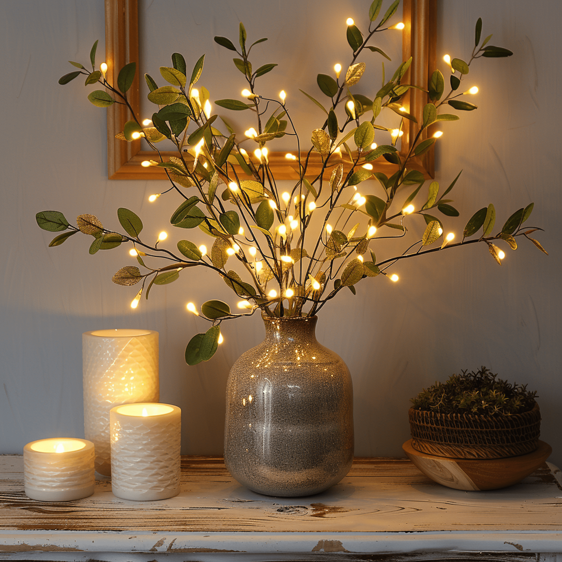 Olive Branch Fairy Lamp – Adjustable Warm LED Lighting for Home Decor - view 6