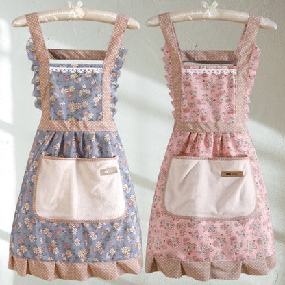 Vintage Floral Print Kitchen Apron for Cooking and Baking