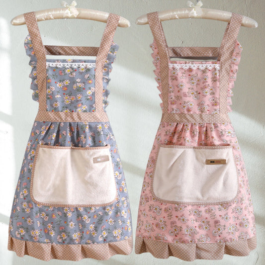 Vintage Floral Print Kitchen Apron for Cooking and Baking