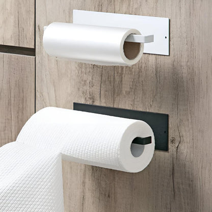 Adhesive Black Paper Towel Holder for Kitchen and Bathroom