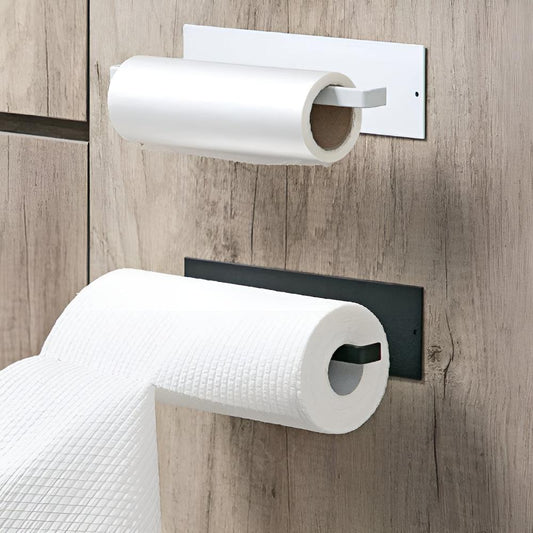 Adhesive Black Paper Towel Holder for Kitchen and Bathroom
