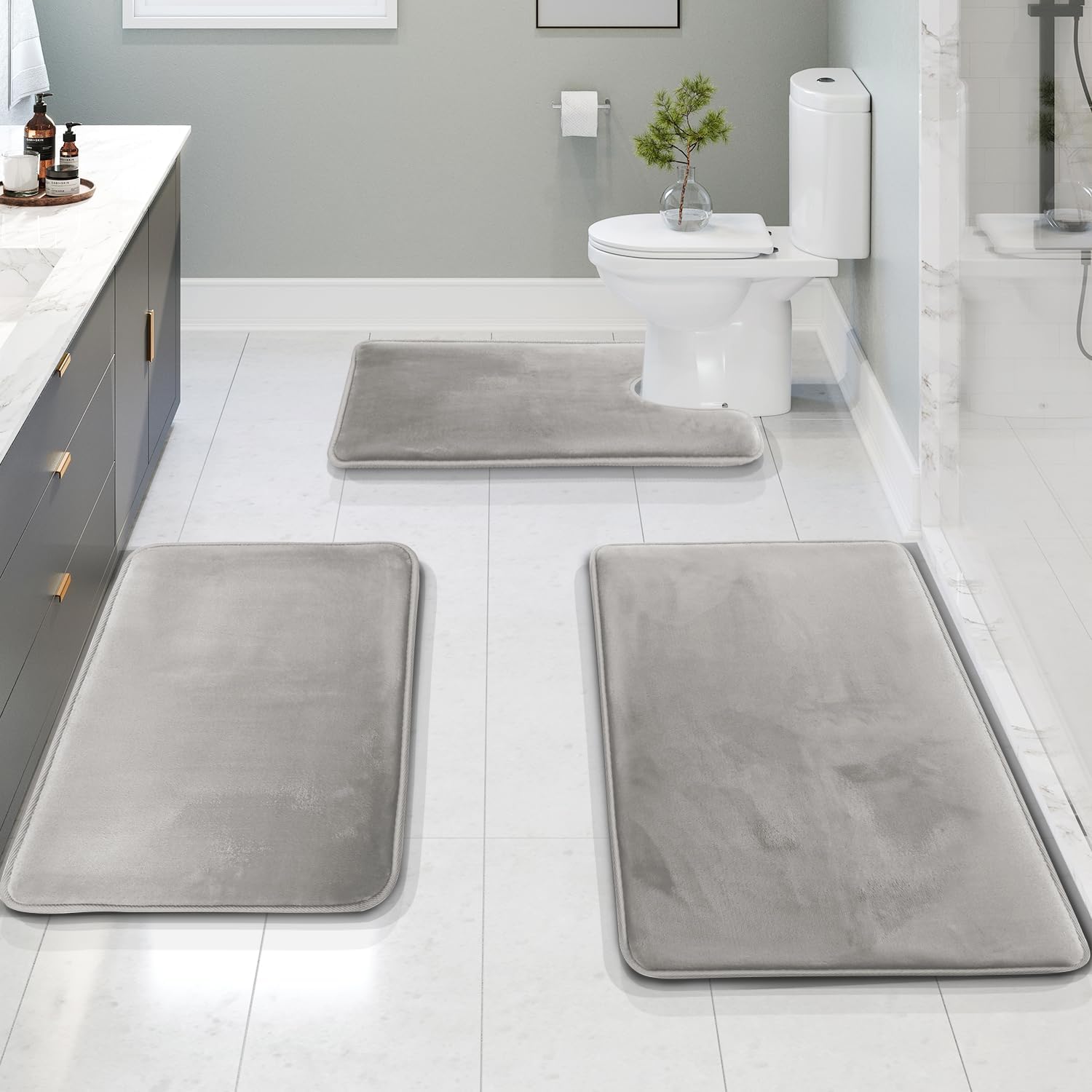 Soft Cushioned Bath Mat Set - Non-Slip Comfort for the Bathroom - view 4