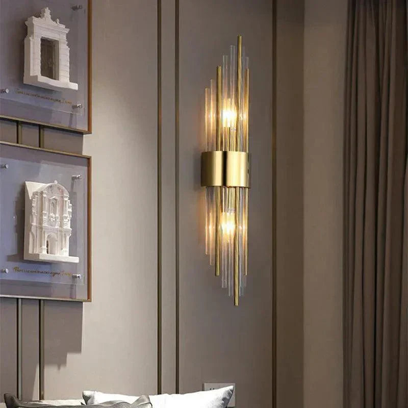Modern Black and Gold Wall Lamp with Sparkling Accent - view 2