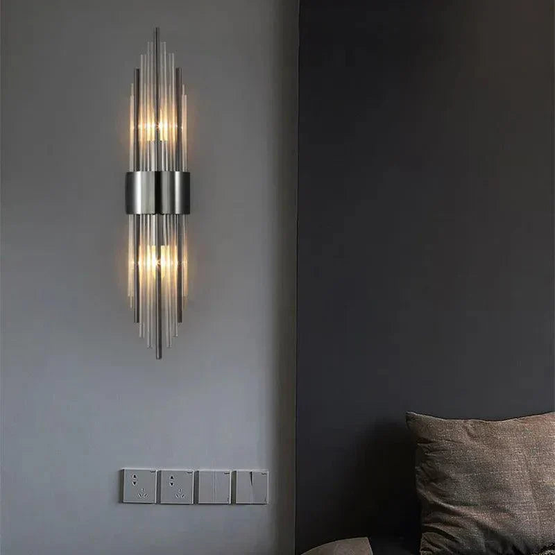 Modern Black and Gold Wall Lamp with Sparkling Accent - view 3