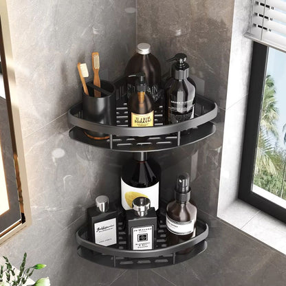 Bathroom Wall Shelf with Removable Hook - No-Drill Mounting