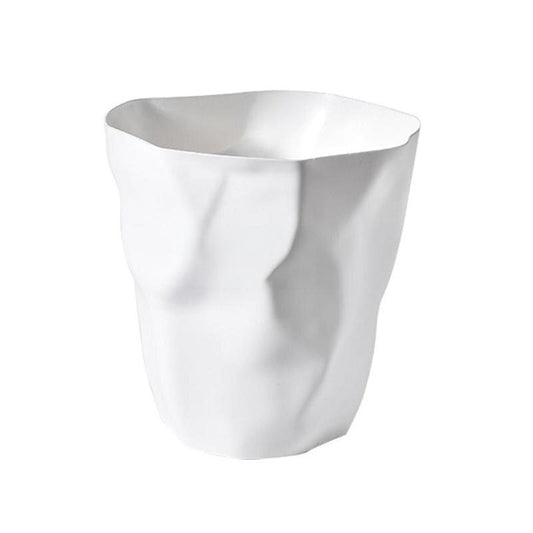 Matte Black Geometric Trash Can - Compact for Bathroom or Office