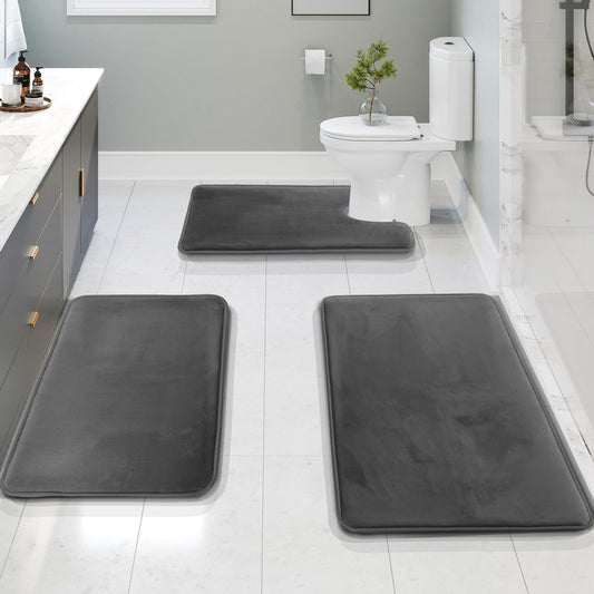 Soft Cushioned Bath Mat Set - Non-Slip Comfort for the Bathroom