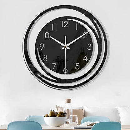 Black Scandinavian Wall Clock - Minimalist Silent Design