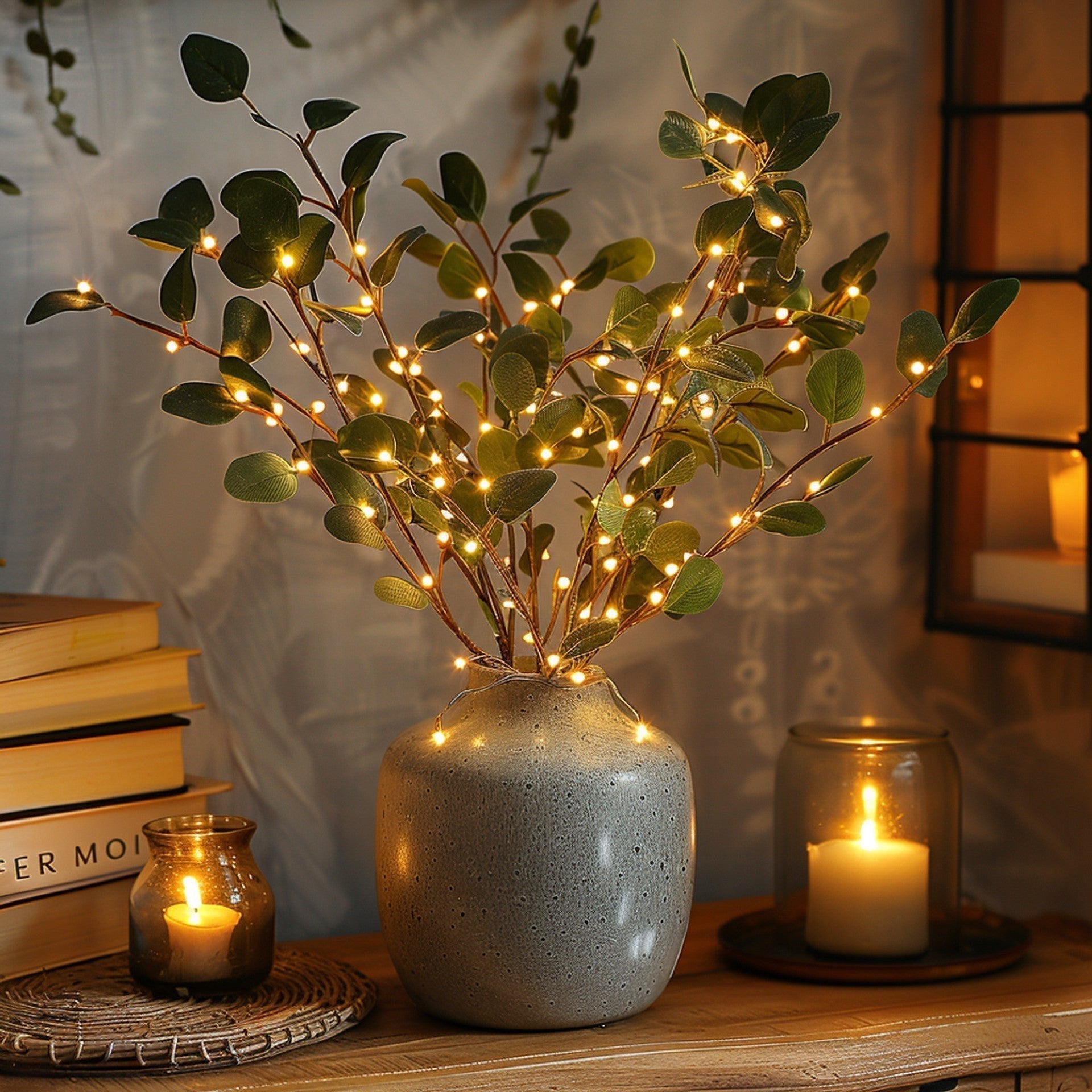 Olive Branch Fairy Lamp – Adjustable Warm LED Lighting for Home Decor