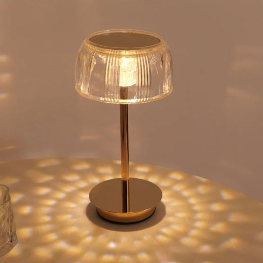 Rechargeable Dimmable Table Lamp – Gold, for Bedroom or Living Room