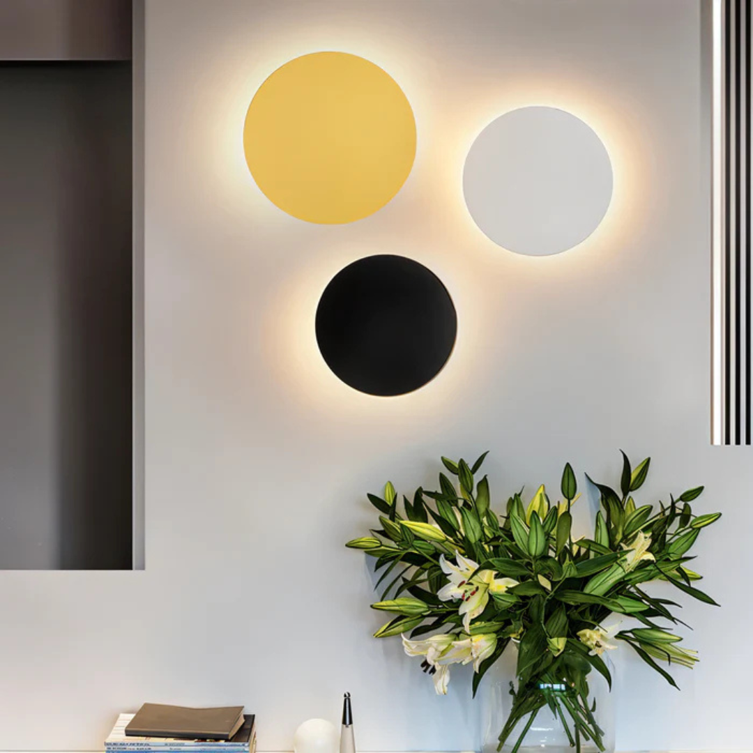 Round LED Wall Lamp in Black, Gold, or White – Modern Lighting