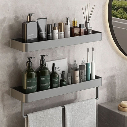 Water-Resistant Bathroom Wall Shelf with Towel Rack - view 11