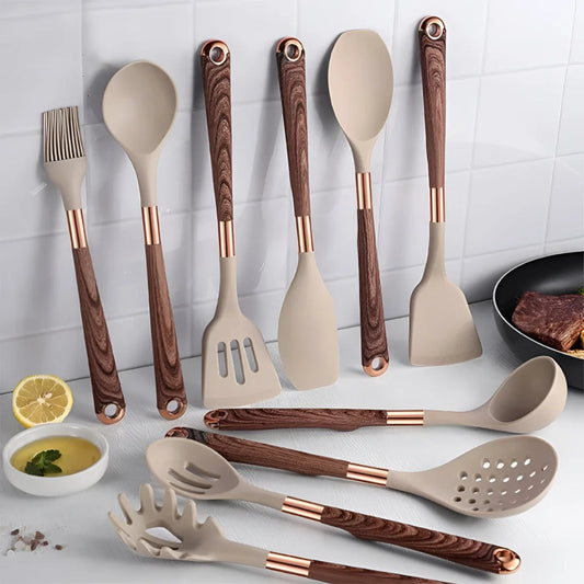 10-Piece Heat-Resistant Cooking Utensil Set with Ergonomic Handles