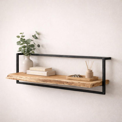 Vintage-Style Wall Shelf with Black Frame for Living Room