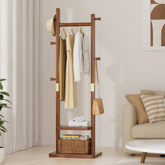 Clothing Rack with Pull-Out Shelf, Shoe Storage and Wheels