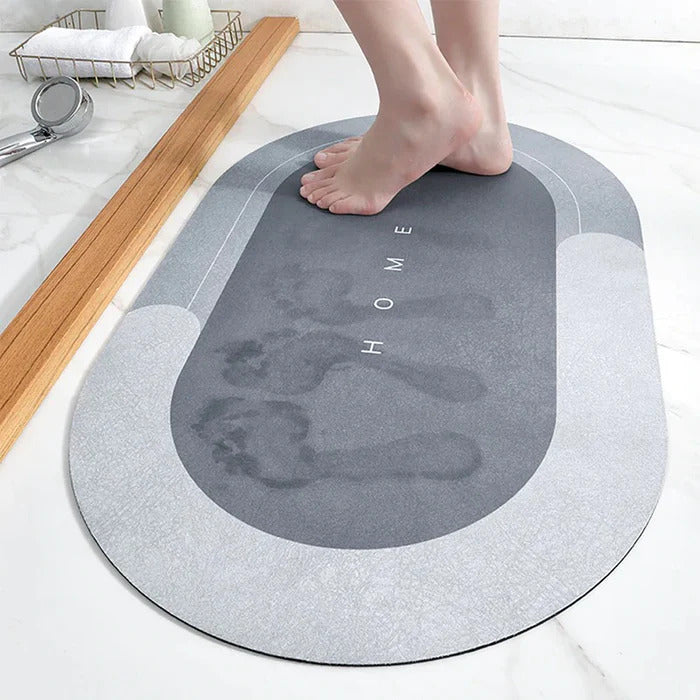 Super Absorbent Gray Bath Mat - Non-Slip for Bathroom or Shower