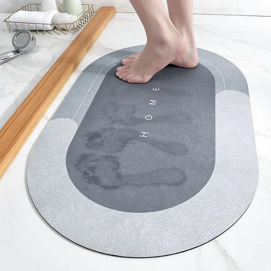 Super Absorbent Gray Bath Mat - Non-Slip for Bathroom or Shower