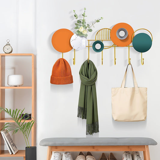 Handmade Wall-Mounted Coat Rack with Floral Decoration for Entryway