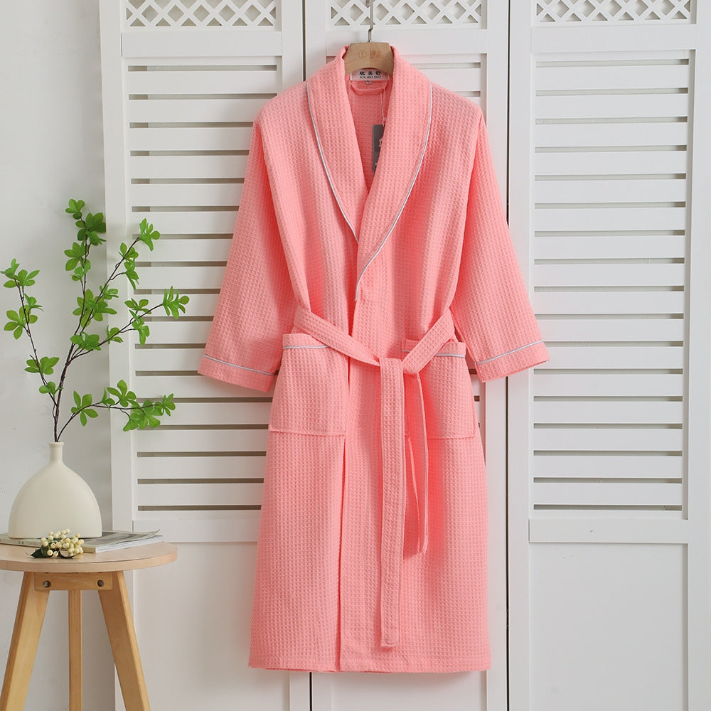 Waffle Weave Bathrobe - Comfortable Beige Home Spa Essential