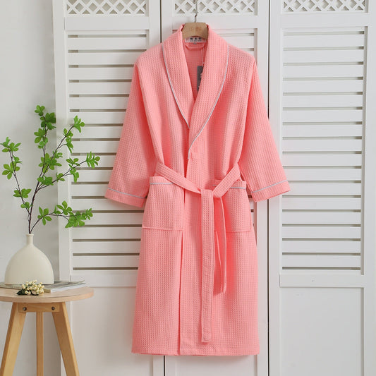 Waffle Weave Bathrobe - Comfortable Beige Home Spa Essential