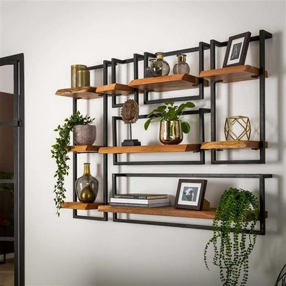 Vintage-Style Wall Shelf with Black Frame for Living Room - view 3