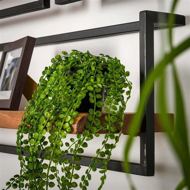 Vintage-Style Wall Shelf with Black Frame for Living Room - view 5