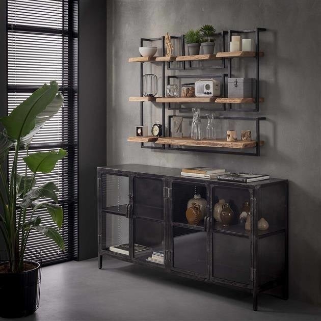 Vintage-Style Wall Shelf with Black Frame for Living Room - view 10