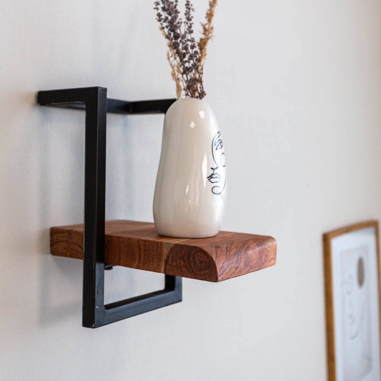 Vintage-Style Wall Shelf with Black Frame for Living Room - view 18