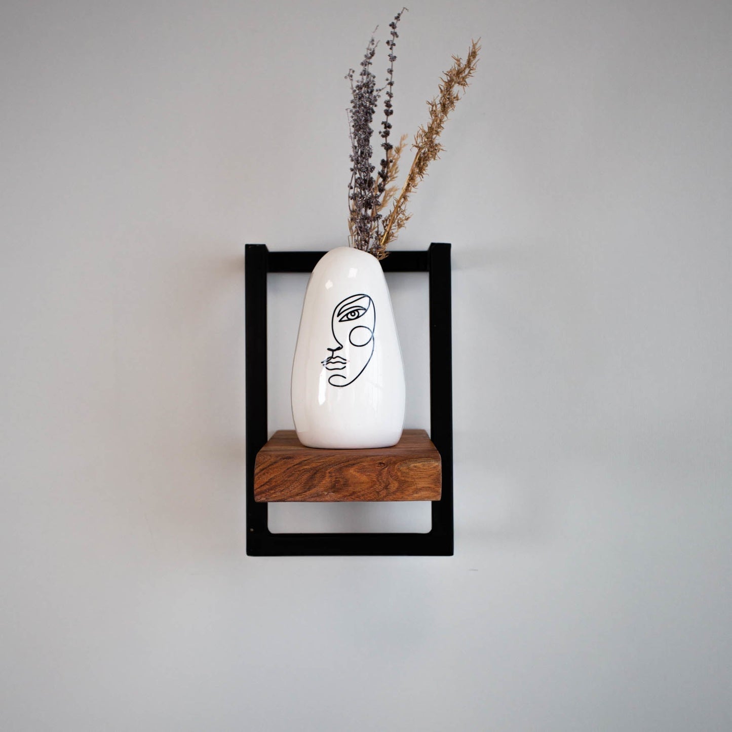 Vintage-Style Wall Shelf with Black Frame for Living Room - view 16