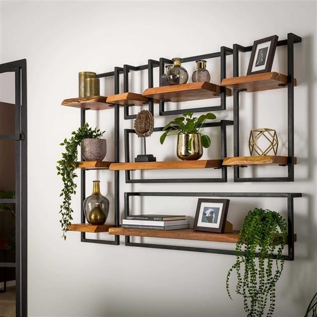 Vintage-Style Wall Shelf with Black Frame for Living Room - view 26