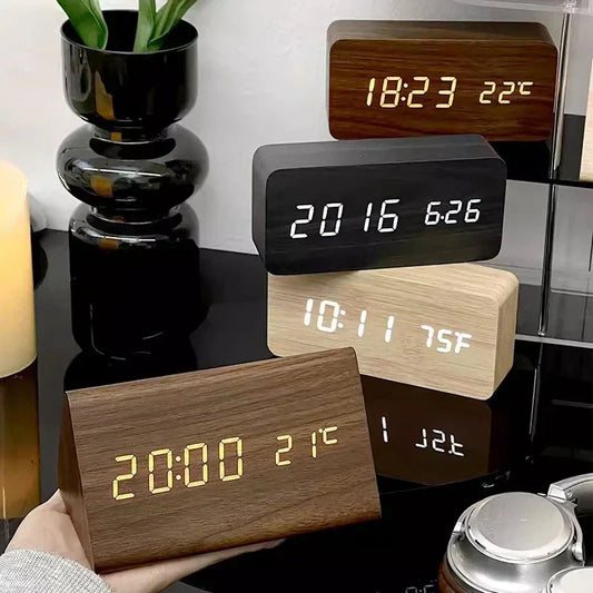 Alarm Clock with LED Display and Voice Control for Modern Decor