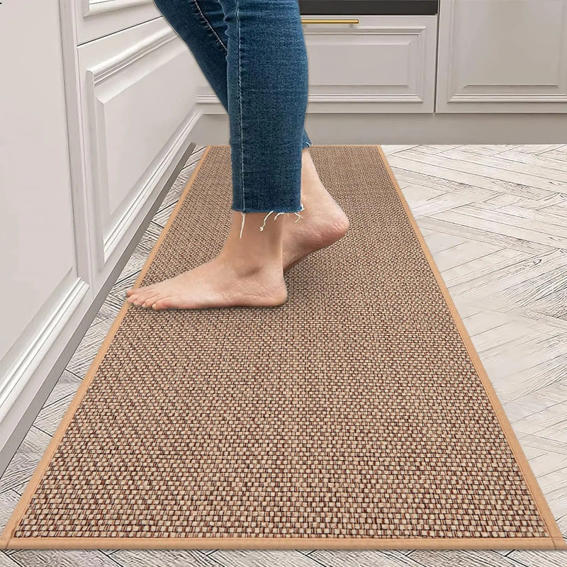 Gray Woven Kitchen Mat - Scandinavian Design, Non-Slip