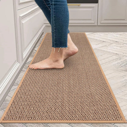 Gray Woven Kitchen Mat - Scandinavian Design, Non-Slip