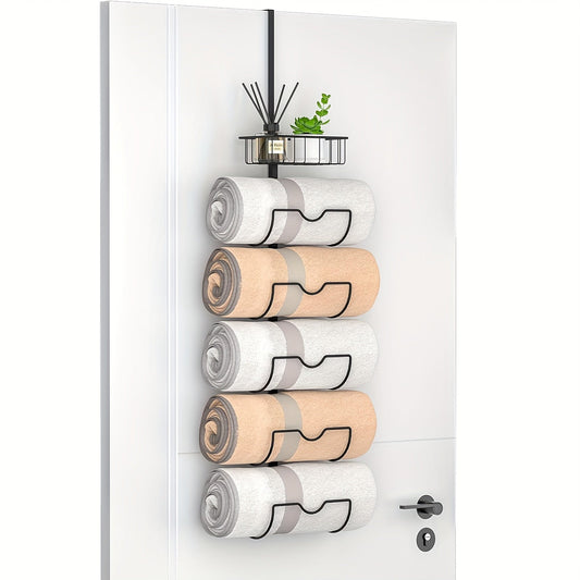 Adjustable Over-Door Towel Holder with Gold Accents
